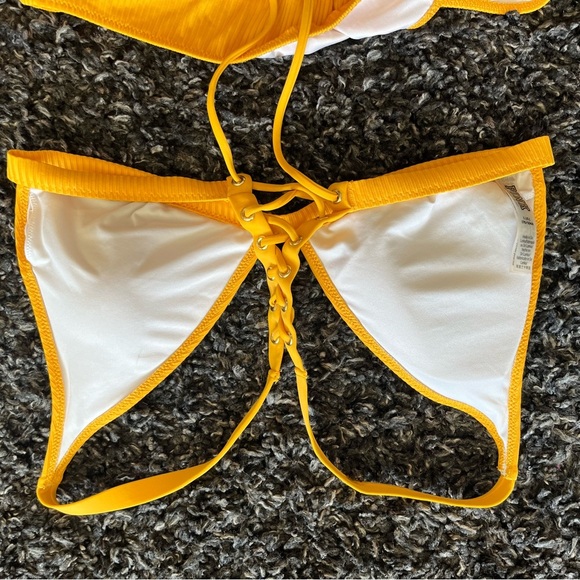 Victoria's Secret swim set PINK Ribbed Lace-Up Racerback Triangle cheekster, szL - Picture 5 of 8